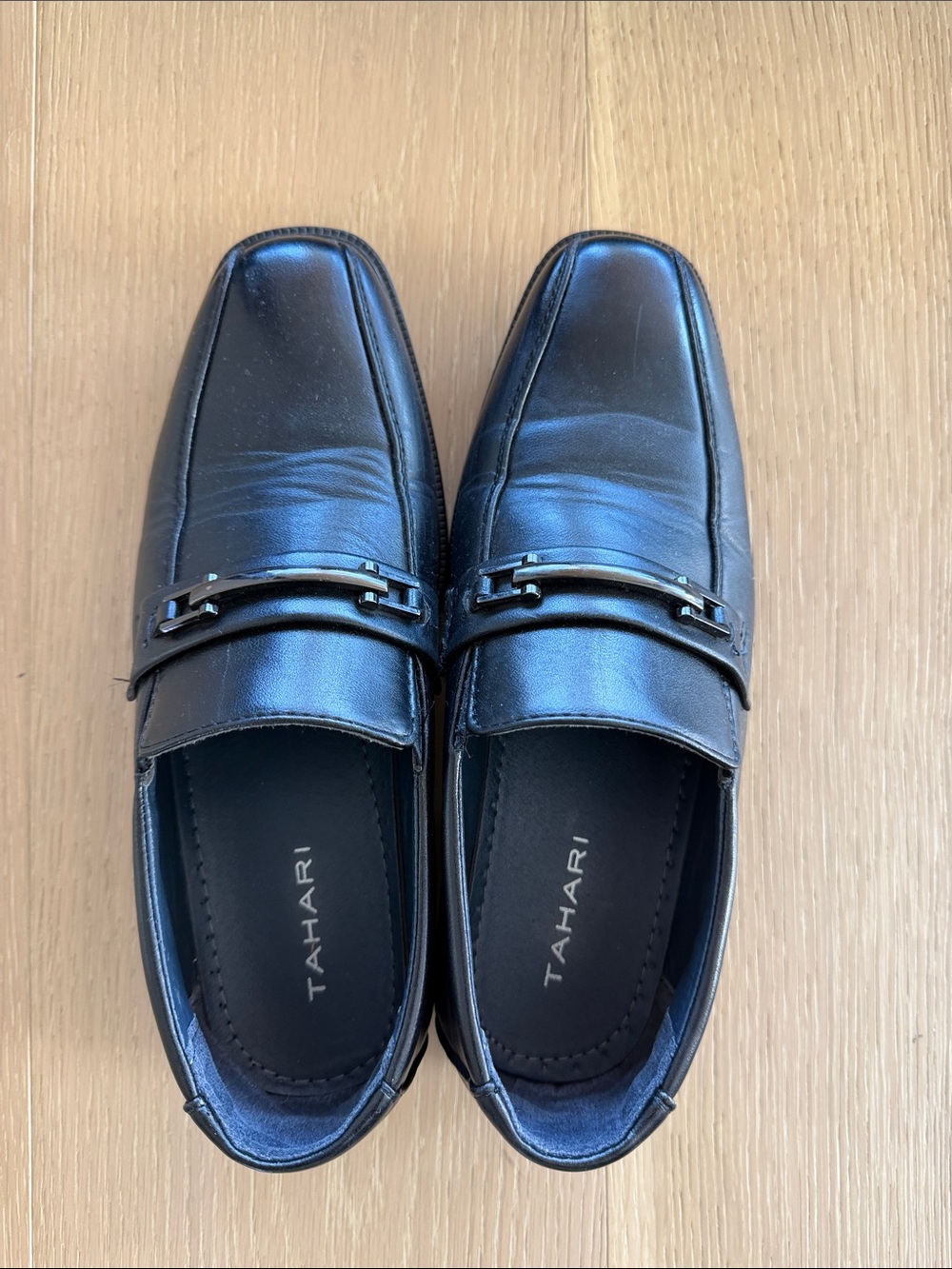 Tahari Black Leather Boy’s Loafers